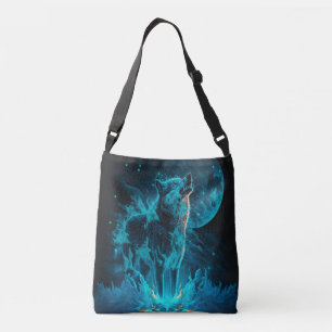 Blue Fire Wolf Crossbody Bag