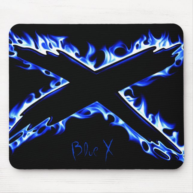 BLUE FIRE X, Blue X Mouse Pad (Front)
