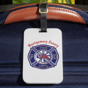 Blue Firefighter Badge Logo Customised Luggage Tag