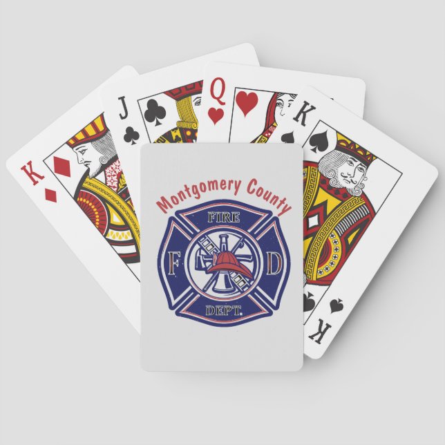 Blue Firefighter Badge Logo Customised  Playing Cards (Back)