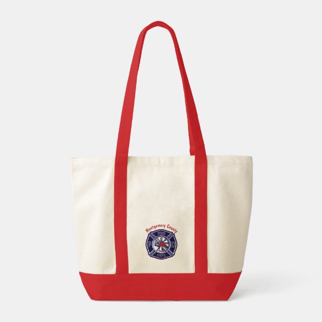 Blue Firefighter Badge Logo Personalised  Tote Bag (Back)