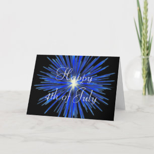 Blue Firework July 4th Custom Greeting Card