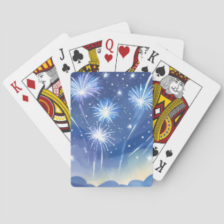 Blue Fireworks | Firework Celebration Watercolor Playing Cards