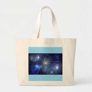 blue fireworks  large tote bag