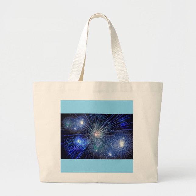 blue fireworks  large tote bag (Front)