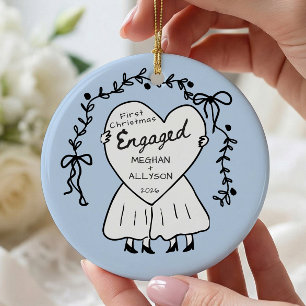 Blue First Christmas Engaged Ornament