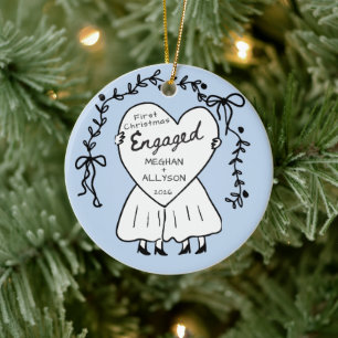 Blue First Christmas Engaged Ornament