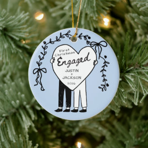 Blue First Christmas Engaged Ornament