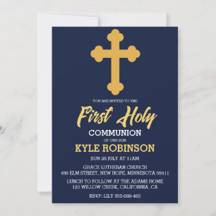 blue first communion invitations