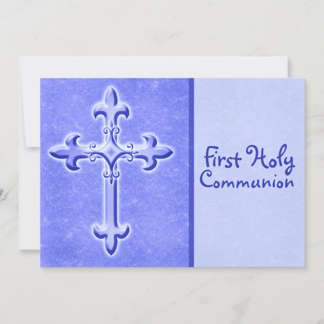 Blue First Holy Communion Invitation (Front)