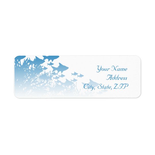 Blue Fish and Coral Return Address Label