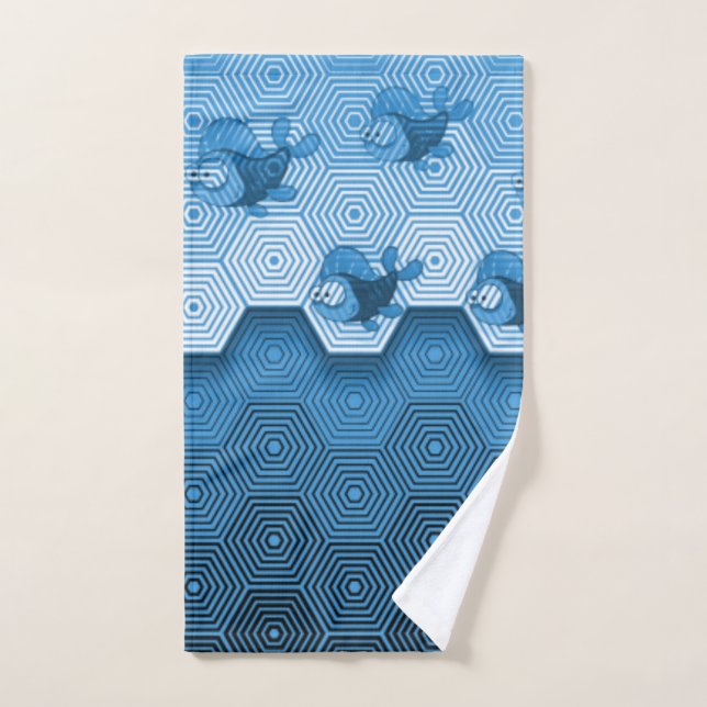 Blue fish bath towel set (Hand Towel)