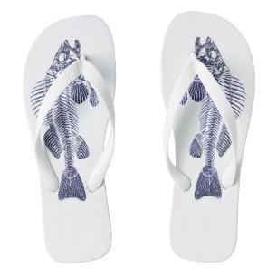 Blue Fish Bones Designer Thongs