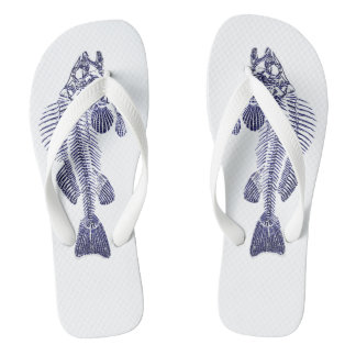 Blue Fish Bones Designer Thongs