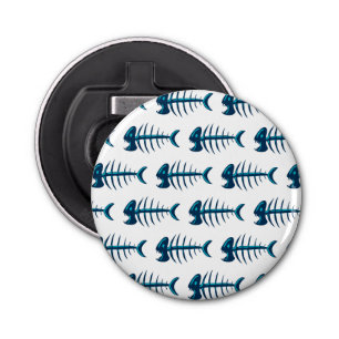 Blue Fish Bones Pattern Bottle Opener