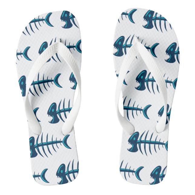 Blue Fish Bones Pattern Thongs (Footbed)