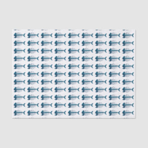 Blue Fish Bones Pattern Tissue Paper