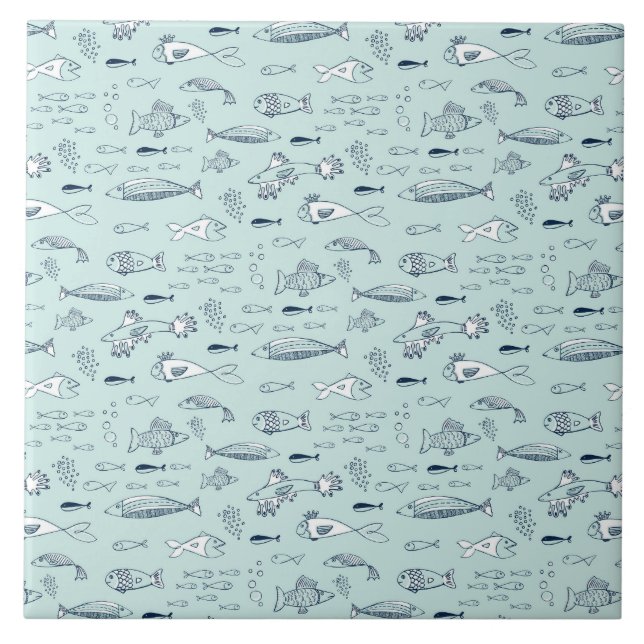 Blue Fish Ceramic Tile (Front)