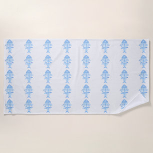 Blue Fish Coastal Nautical Beach House Bathroom Towel