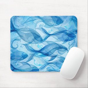 Blue Fish Flowing Abstract Harmonious Mouse Pad