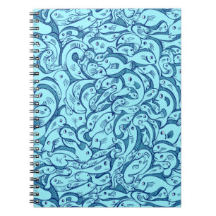 Blue Fish in the Sea Spiral Notebook