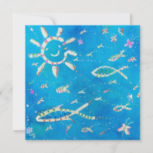 'Blue Fish' Invitation