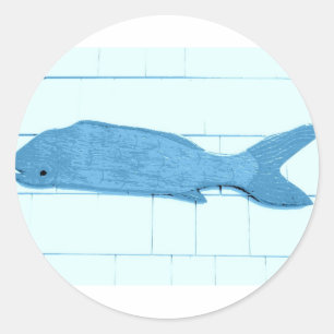 blue fish logo classic round sticker
