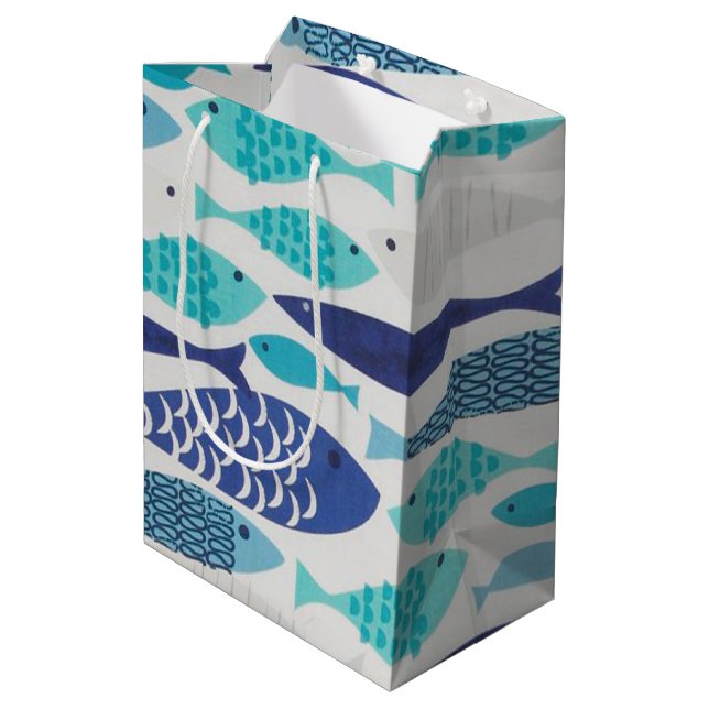 Blue Fish Medium Gift Bag (Back Angled)