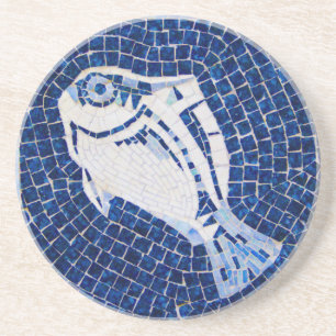 Blue Fish Mosaic Coaster