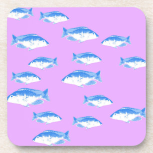 Blue fish on lilac coaster