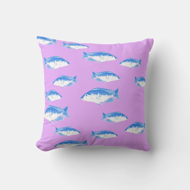 Blue fish on lilac cushion (Front)