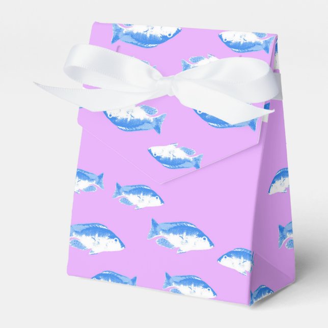 Blue fish on lilac favour box (Front Side)