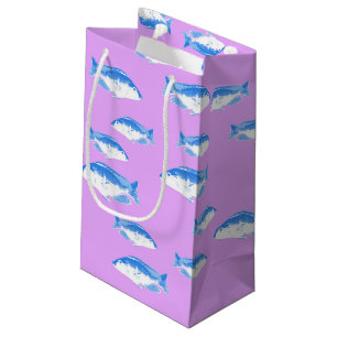Blue fish on lilac small gift bag