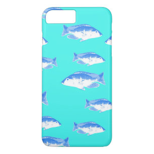 Blue fish on turquoise iPhone 8 plus/7 plus case