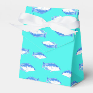 Blue fish on turquoise favour box