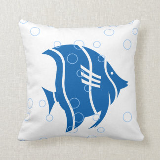 blue fish on white PILLOW