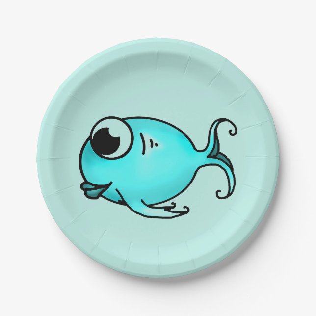 Blue Fish Paper Plate (Front)