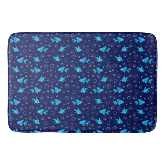 blue fish pattern bath mat (Front)