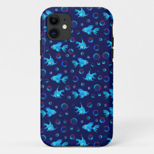blue fish pattern iPhone 11 case
