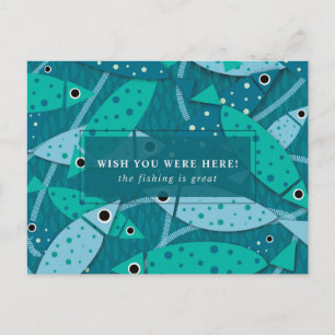 Blue Fish Pattern Customised   Postcard