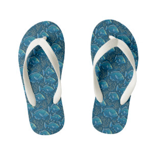 Blue Fish Pattern Kid's Thongs