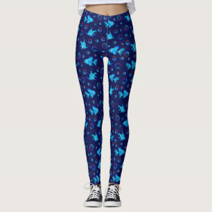 Blue fish pattern leggings
