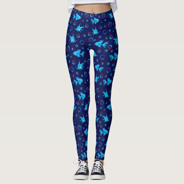 Blue fish pattern leggings (Front)
