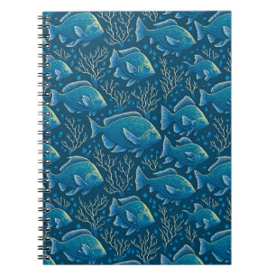 Blue Fish Pattern Notebook