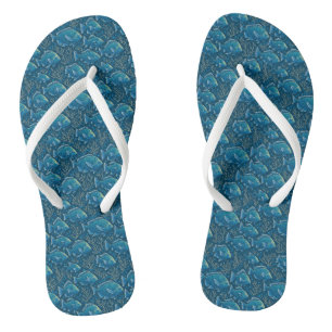 Blue Fish Pattern Thongs