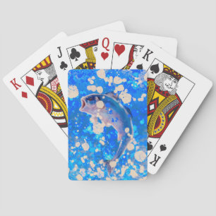 Blue fish playing card