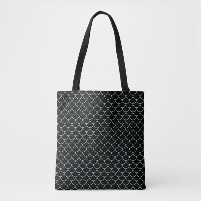 Blue Fish Scales On Custom Coloured Tote Bag (Front)