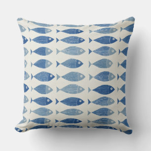Blue Fish Throw Pillow