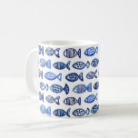 Blue fish watercolor. Navy nautical. Modern Coffee Mug<br><div class="desc">Watercolor blue fish mug.</div>