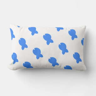 Blue Fish White  Lumbar Cushion